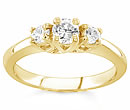 gold three stone diamond rings