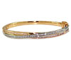 White and Yellow Gold Interwoven Diamond Bangle Bracelet